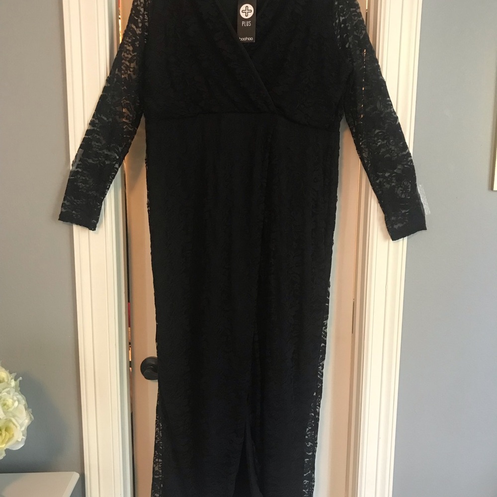 Ladies Black Lace Ball Evening Dress